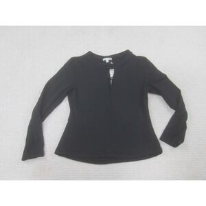 GB Shirt Womens Medium Black‎ Long Sleeve Keyhole Cutout Stretch Knit Top